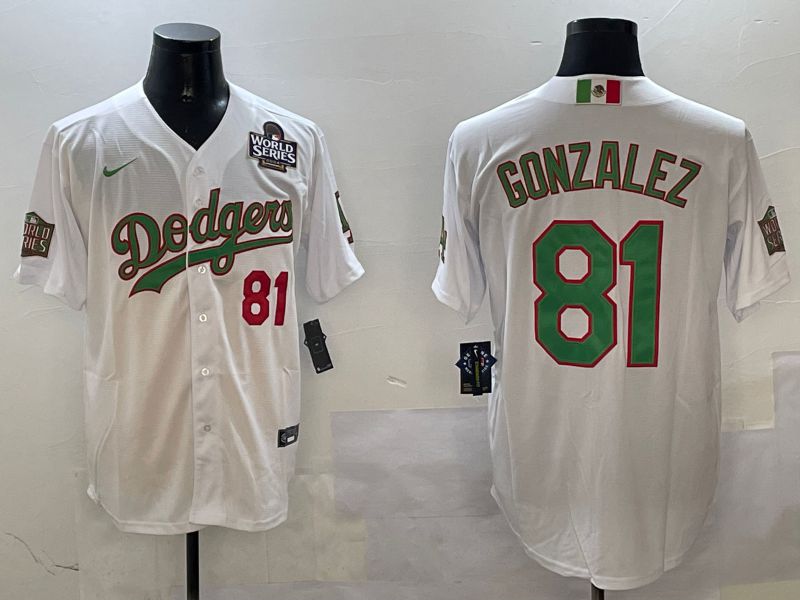 Men Los Angeles Dodgers #81 Gonzalez White Game Mexico 2025 Nike MLB Jersey style 2